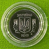 Обігова монета України 1 копійка 2012 р. Unc в капсулі, фото 2