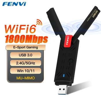 Дводіапазонний USB Wi-Fi 6 адаптер FENVI 1800 Mbps 2.4/5GHz з 2 потужними антенами