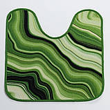 Килимок для Туалету з вирізом під унітаз на гумовій основі Print 214-1 57х60 см Зелений, фото 3