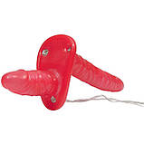 Страпон жіночий подвійний Bad Kitty червоний, 18 х 3 см, фото 4