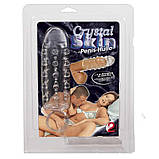 Рельєфна подовжувальна насадка на член із закритою головкою та петлею на мошок Crystal Skin, фото 3