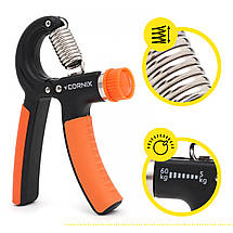 Еспандер кистьовий Cornix 5-60 кг з регульованим навантаженням XR-0144 Black/Orange Poland, фото 2