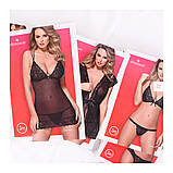 Пеньюар еротичний із мереживом, чорний, L/XL, фото 7