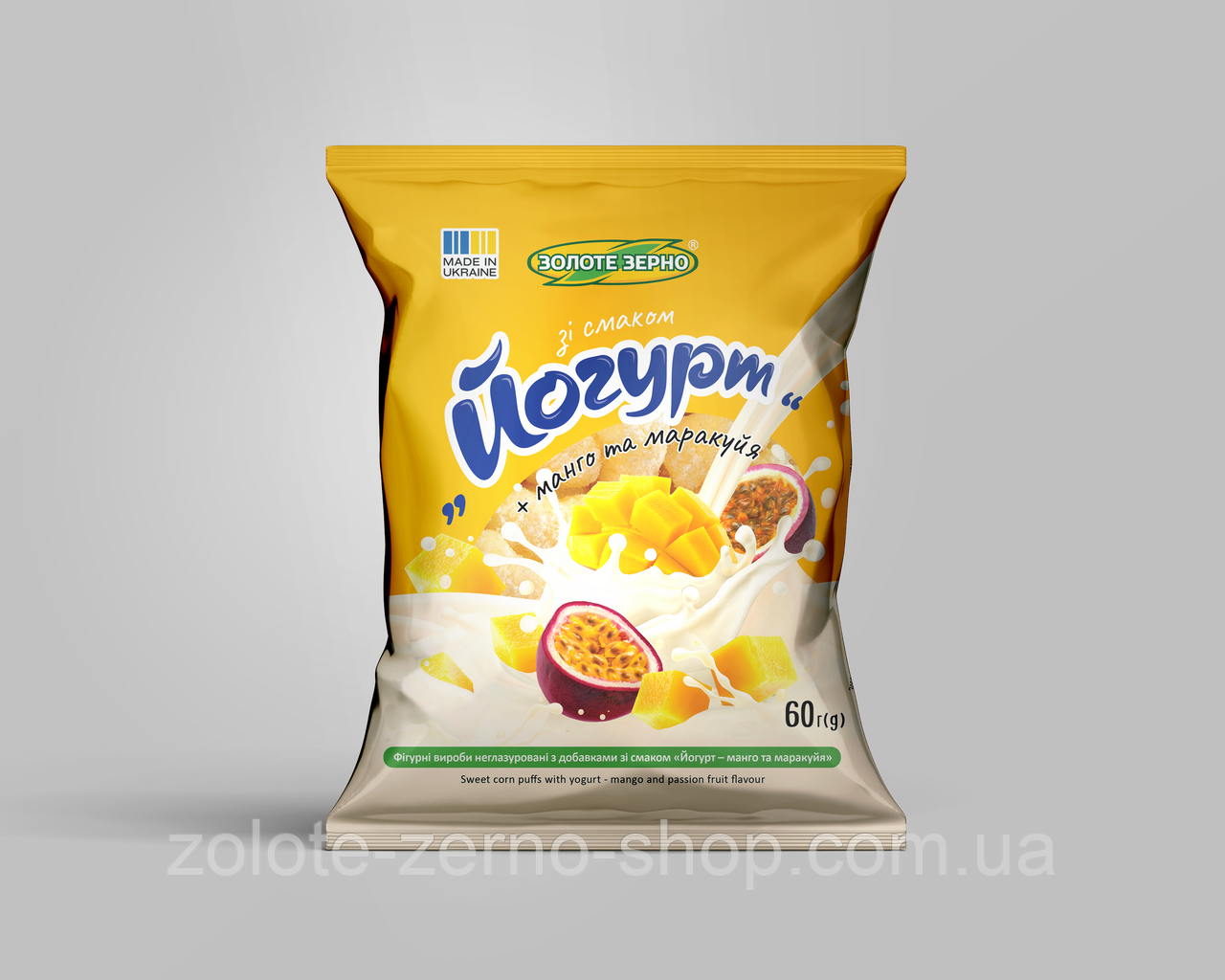 Палички кукурудзяні зі смаком "Йогурт - манго - маракуйя", 60 г