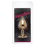 Металева анальна пробка, 2.5 см х 6.5 см, для електростимуляції, золота, з блакитним каменем, фото 2