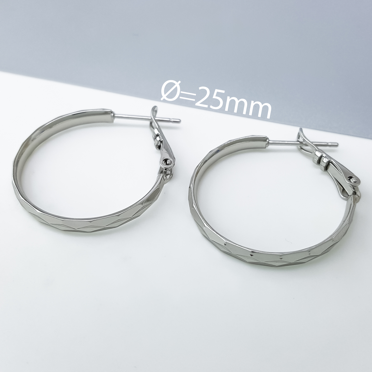 Сережки Конго "Рельєфна Доріжка" без каміння, медичне золото Xuping, родій, фото 1