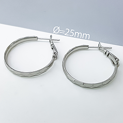 Сережки Конго "Рельєфна Доріжка" без каміння, медичне золото Xuping, родій