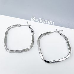 Сережки Конго "Ромб" з візерунком, медичне золото Xuping, родій