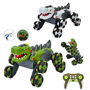 Динозавр на радіокеруванні (2 кольори, на колесах, довжина 25см, дим, музика, світло, USB зарядне) 2209