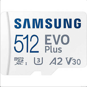 Карта пам'яті Samsung 512 GB microSDXC Class 10 UHS-I U3 V30 A2 EVO Plus + Адаптер, фото 3