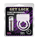 Ерекційне кільце подвійне, з вібрацією Chisa Get Lock прозоре, 4.3 х 2.3 см, фото 2