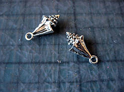 Підвіска металева. Мушля 3D, 7х11х22 мм