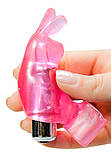 Вібратор на палець силіконовий рожевий у формі зайчика, фото 2