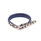 Нашийник натуральне хутро поні леопард із кільцем Голландії ручна робота, фото 2