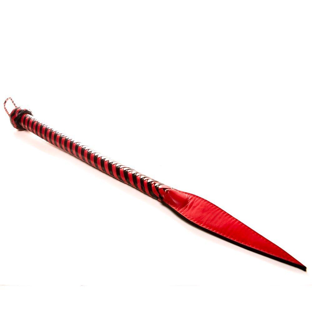 Короткий батут (плеть снейк) з натуральної шкіри чорно-червоний Голландії ручна робота, фото 1