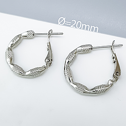 Сережки Конго "Рельєфні" з насічками, медичне золото Xuping, родій