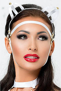 Маска кішечки з ремінців біла Me Seduce