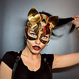 Маска-Кошка шкіряна, Голландія золота глянсова, фото 6