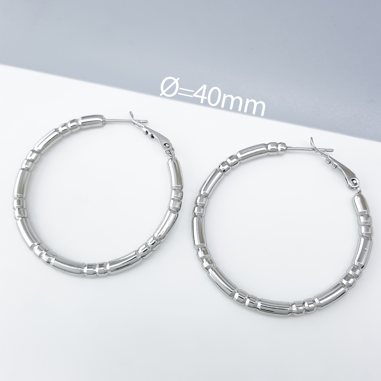 Сережки Конго "Класика" з різьбленням, без каміння, медичне золото Xuping, родій, фото 1