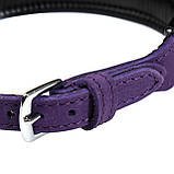 Нашийник шкіряний фіолетовий із камінням Голландія ручна робота, фото 3