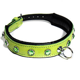 Нашийник шкіряний салатовий Голландії ручна робота
