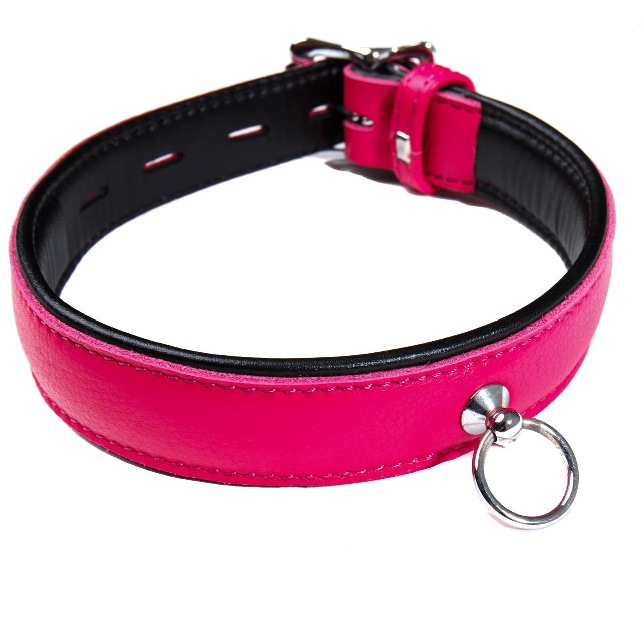 Нашийник шкіряний рожевий Голландії ручна робота, фото 1