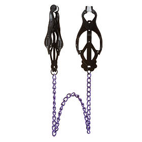 Затискачі на соски (клевер) з ланцюжком фіолетові 27 см