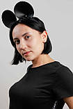 Вушка на обручі Мікі-Маус, шкіряні, чорні, One Size, фото 2