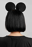 Вушка на обручі Мікі-Маус, шкіряні, чорні, One Size, фото 3
