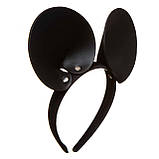 Вушка на обручі Мікі-Маус, шкіряні, чорні, One Size, фото 6