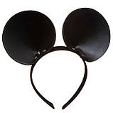 Вушка на обручі Мікі-Маус, шкіряні, чорні, One Size, фото 7