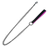 Нашийник із повідцем чорно-рожевий, шкірозамінник, фото 5