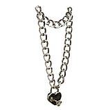 Нашийник із металевого ланцюга із замком у формі сердечка, сріблястий, фото 2