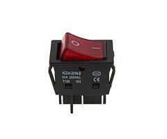 Кнопка KCD4-201N-B (250V, 30A, 6 контактів), з підсвіткою