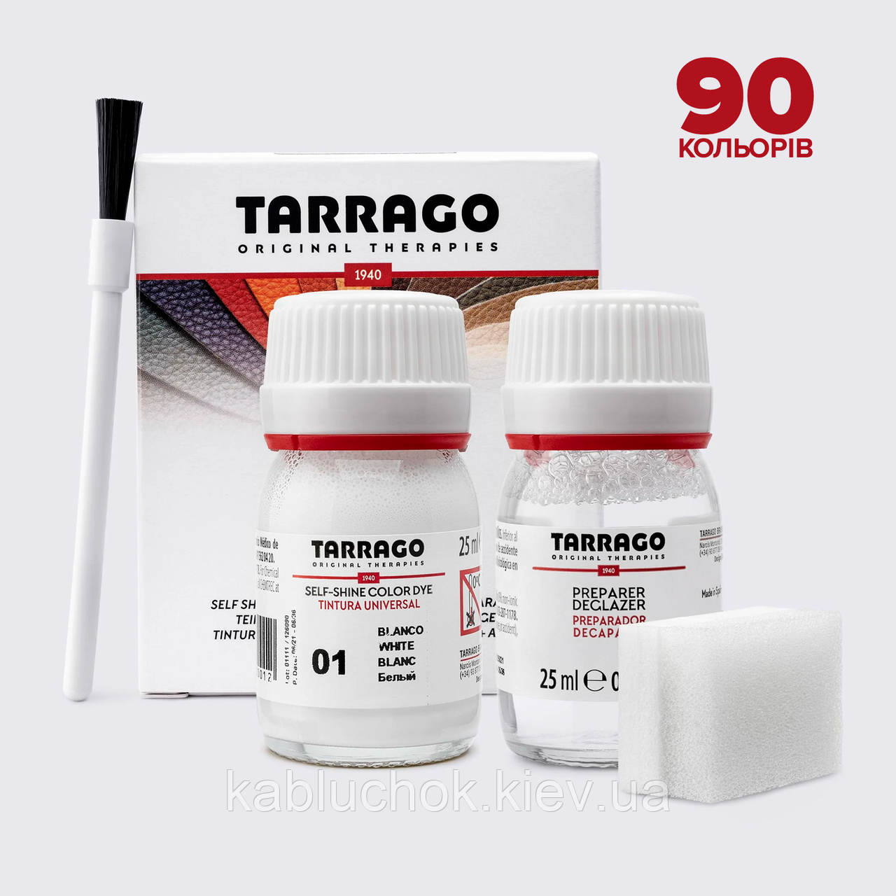 Фарба для шкіри + очисник Tarrago Color Dye 2*25 мл (90 кольорів на вибір), фото 1