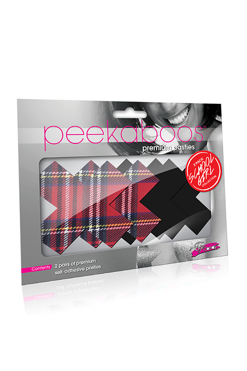 Пестиси у формі хрестиків "Шкільниця", 2 пари в комплекті, чорні та червоні картаті., фото 1