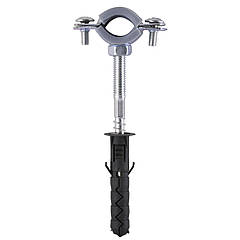 Хомут у зборі CR 3/8" (16-19 мм) з гвинтом-шурупом 8*80 і дюбелем в уп., сірий
