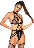 Боді сексуальне S/M Leg Avenue Cage Strap Garter Teddy, з блискавкою на інтимній зоні, чорне, фото 3