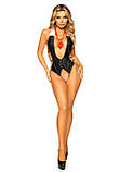 Боді сексуальне One Size Leg Avenue Boss Babe, з краваткою, чорне, фото 5