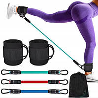 Гумки-Еспандери для тренувань ніг із петлями гімнастика для ніг рук джгут стрічка для йоги