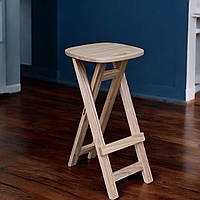 Кухонний табурет з квадратним сидінням розкладний з дерева ясен натуральний світлий 70 см