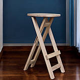 Кухонний табурет з квадратним сидінням розкладний з дерева ясен натуральний світлий 70 см, фото 2