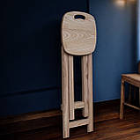 Кухонний табурет з квадратним сидінням розкладний з дерева ясен натуральний світлий 70 см, фото 3