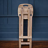 Кухонний табурет з квадратним сидінням розкладний з дерева ясен натуральний світлий 70 см, фото 4