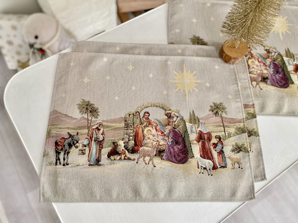 Серветка під тарілку гобеленова новорічна 37 х 49 см Limaso Лімасо тканинна серветка-підкладка Різдво
