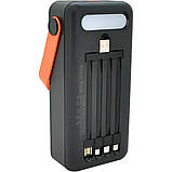 Повербанк NEW на сонячній батареї 50000 mAh c USB і вбудованими кабелями PowerBank JS-635CX, фото 3