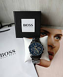 Чоловічий подарунковий набір Hugo Boss годинник, шкіряний ремінь і гаманець black, фото 4