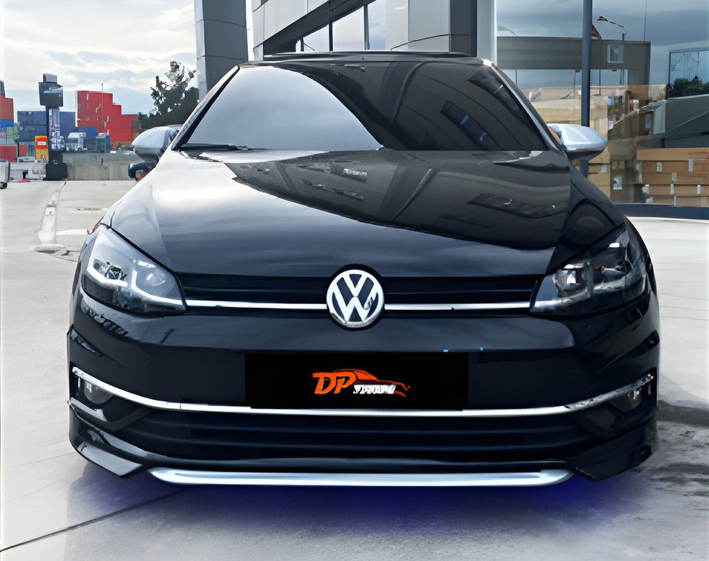 Передня Lip накладка DPT V-1 (2017-2019, чорний глянець) для Volkswagen Golf 7/E-Golf