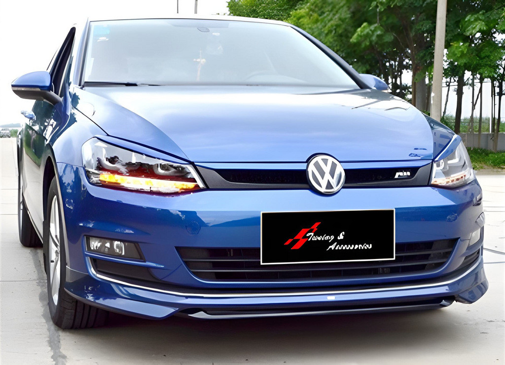 Передня Lip накладка DPT V-1 (2012-2017, чорний глянець) для Volkswagen Golf 7/E-Golf, фото 1