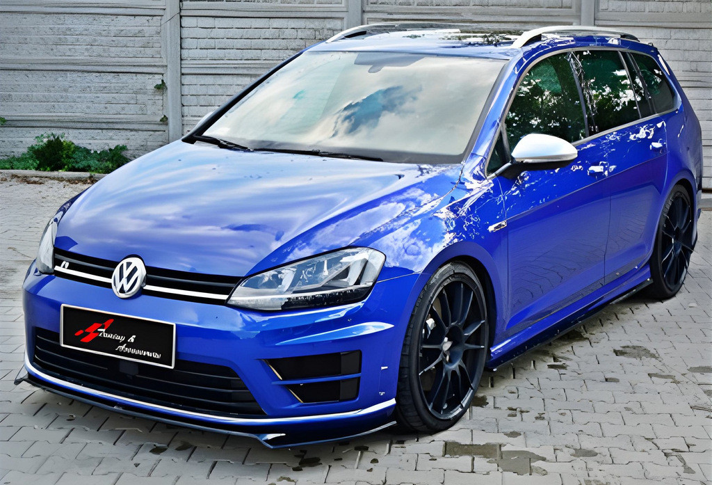 Передня Lip накладка DPT V-2 (2012-2017, чорний глянець) для Volkswagen Golf 7/E-Golf, фото 1
